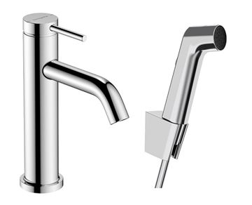 HANSGROHE TECTURIS S umývadlová stojanková batéria, s odtokovou súpravou a bidetovou sprškou, EcoSmart, chróm