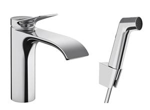 HANSGROHE VIVENIS umývadlová stojanková batéria, s odtokovou súpravou a bidetovou sprškou, EcoSmart, chróm