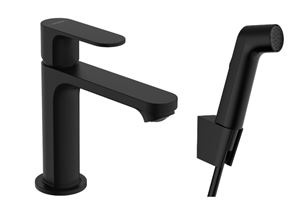 HANSGROHE REBRIS S umývadlová stojanková batéria s bidetovou sprškou, EcoSmart, matná čierna