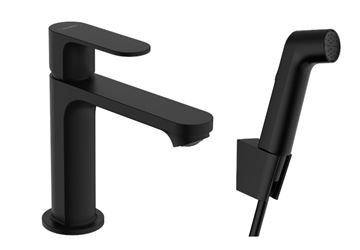 HANSGROHE REBRIS S umývadlová stojanková batéria s bidetovou sprškou, EcoSmart, matná čierna