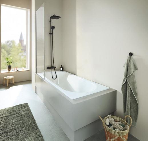 GROHE TEMPESTA SYSTEM 250 CUBE vaňová termostatická batéria, s hlavovou a ručnou sprchou s 2 prúdmi, Water Saving, matná čierna  266912431 Obrázek - fotka