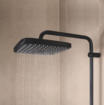 GROHE TEMPESTA SYSTEM 250 CUBE vaňová termostatická batéria, s hlavovou a ručnou sprchou s 2 prúdmi, Water Saving, matná čierna  266912431 Obrázek - fotka