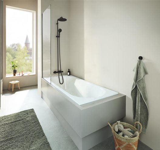GROHE TEMPESTA SYSTEM 250 vaňová termostatická batéria, s hornou a ručnou sprchou s 2 prúdmi, Water Saving, matná čierna  266722431 Obrázek - fotka