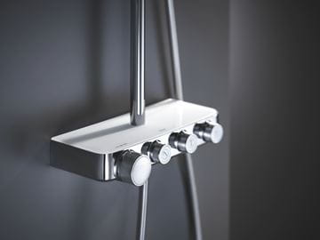 GROHE EUPHORIA SMARTCONTROL SYSTEM 310 CUBE DUO sprchový set s termostatickou batériou, horná sprcha s 2 prúdmi, ručná sprcha, tyč, hadica, mesačná biela 26508LS0 Obrázek - fotka