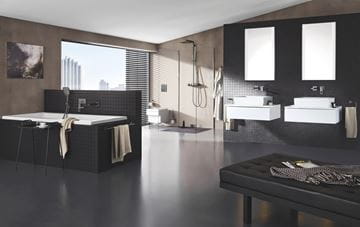 GROHE EUPHORIA SMARTCONTROL SYSTEM 310 CUBE DUO sprchový set s termostatickou batériou, horná sprcha s 2 prúdmi, ručná sprcha, tyč, hadica, kartáčovaný hard graphite 26508AL0 Obrázek - fotka