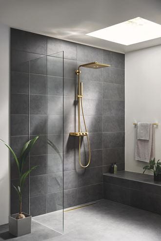 GROHE EUPHORIA SMARTCONTROL SYSTEM 310 CUBE DUO sprchový set s termostatickou batériou, horná sprcha s 2 prúdmi, Water Saving, ručná sprcha, tyč, hadica, cool sunrise 26508GL0 Obrázek - fotka