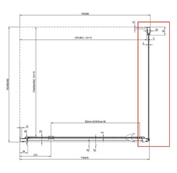 RAVAK PIVOT PPS 80 bočná stena 80x190 cm, satin/číre sklo 90G40U00Z1 Technický nákres