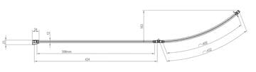 RAVAK ROSA VSK2 140 P vaňová zástena 90,5x150 cm, pravá, skladacia, biela/plast rain 76P7010041 Technický nákres