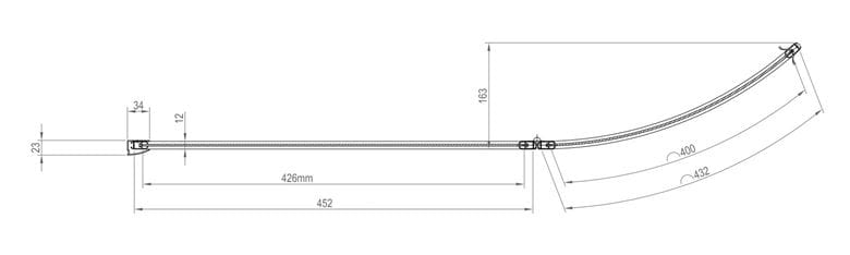 RAVAK ROSA VSK2 150 L vaňová zástena 93,5x150 cm, ľavá, skladacia, biela/plast rain 76L8010041 Technický nákres