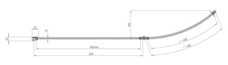 RAVAK ROSA VSK2 160 L vaňová zástena 99x150 cm, ľavá, skladacia, biela/sklo transparent 76L90100Z1 Technický nákres