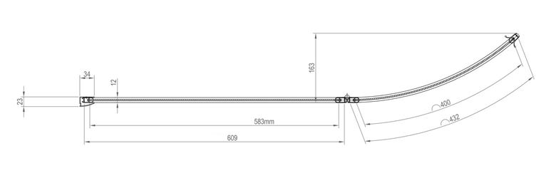 RAVAK ROSA VSK2 170 P vaňová zástena 109x150 cm, pravá, skladacia, biela/sklo transparent 76PB0100Z1 Technický nákres