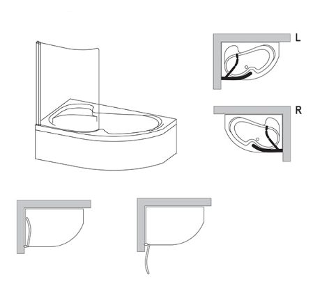 RAVAK ROSA CVSK1 140/150 L vaňová zástena 85x150 cm, ľavá, lietacia, bright alu/sklo transparent 7QLM0C00Y1 Obrázek - fotka
