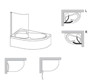 RAVAK ROSA CVSK1 140/150 L vaňová zástena 85x150 cm, ľavá, lietacia, bright alu/sklo transparent 7QLM0C00Y1 Obrázek - fotka