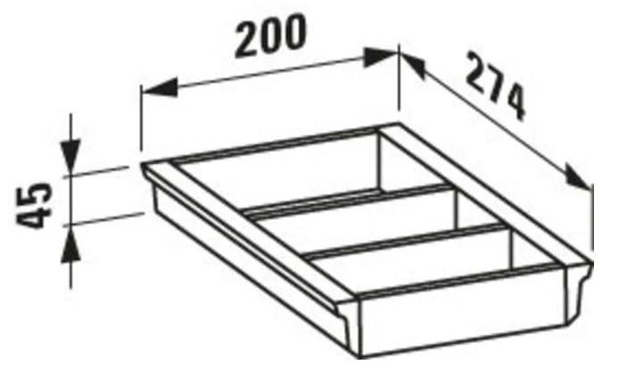 LAUFEN SPACE organizér do zásuvky, biela H4954011606311 Technický nákres