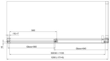 RONAL CADURA CAW2BD vaňová zástena 120x160 cm, pravá, posuvná, aluchróm/číre sklo CAW2BD 120 50 07 Technický nákres