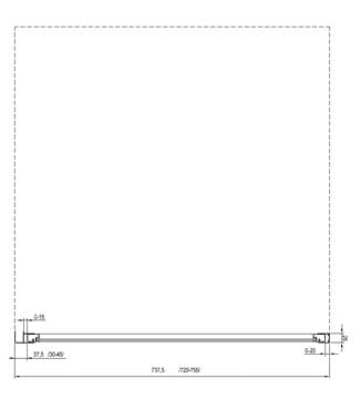 RAVAK SUPERNOVA APSS 75 bočná stena 75x198 cm, čierna/plast pearl 940303R211 Technický nákres