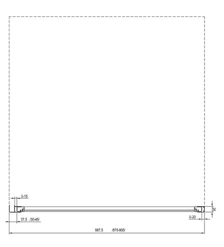 RAVAK SUPERNOVA APSS 90 bočná stena 90x198 cm, biela/číre sklo 940701R2Z1 Technický nákres