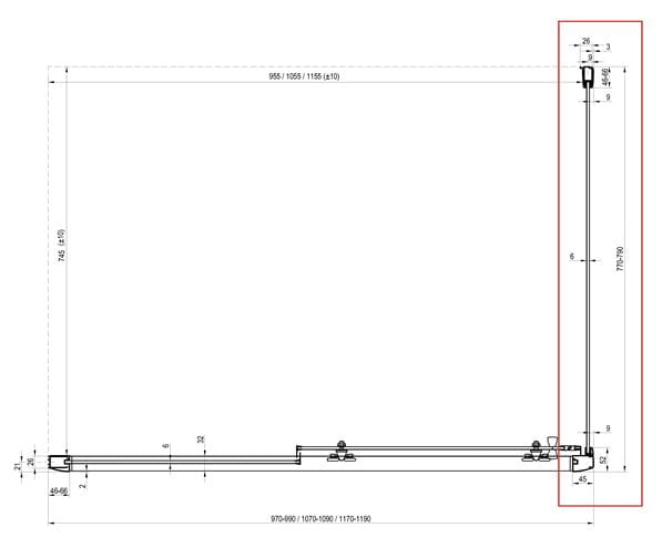 RAVAK BLIX BLPS 80 bočná stena 80x190 cm, biela/číre sklo 9BH40100Z1 Technický nákres