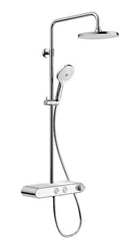 DURAVIT sprchový set s termostatickou batériou, horná sprcha, ručná sprcha s 3 prúdmi, teleskopická tyč, hadica, chróm/lesklá biela