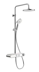 DURAVIT sprchový set s termostatickou batériou, horná sprcha, ručná sprcha s 3 prúdmi, teleskopická tyč, hadica, chróm/lesklá biela