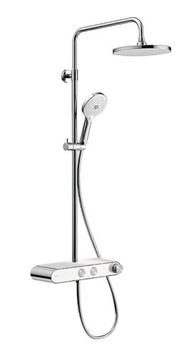 DURAVIT sprchový set s termostatickou batériou, horná sprcha, ručná sprcha s 3 prúdmi, teleskopická tyč, hadica, chróm/lesklá biela TH4380008005 Obrázek - Hlavní obrázek