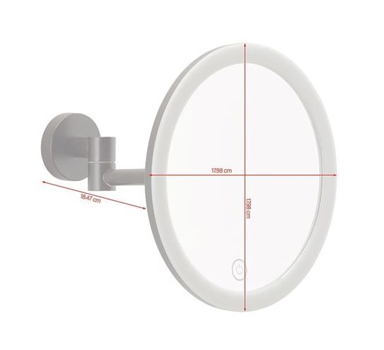 TESA VISIOON kozmetické zrkadlo 180 mm, zväčšovacie, s osvetlením, čierna 40612-00000-00 Technický nákres