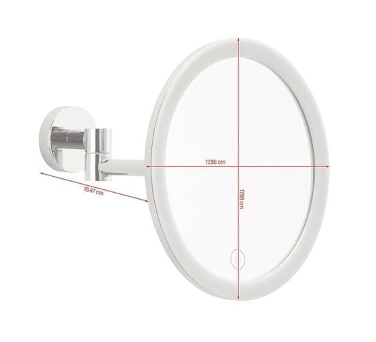TESA VISIOON kozmetické zrkadlo 180 mm, zväčšovacie, s osvetlením, chróm 40613-00000-00 Technický nákres