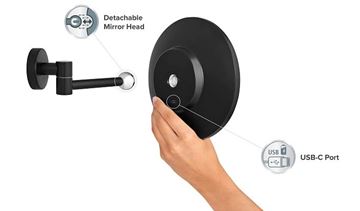 TESA VISIOON kozmetické zrkadlo 180 mm, zväčšovacie, s osvetlením, čierna 40612-00000-00 Obrázek - fotka
