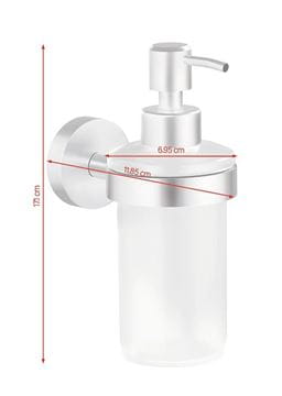 TESA MOON dávkovač tekutého mydla 200 ml, nástenný, sklo, nerez oceľ 40633-00000-00 Technický nákres