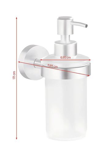 TESA MOON dávkovač tekutého mydla 200 ml, nástenný, sklo, nerez oceľ 40633-00000-00 Technický nákres
