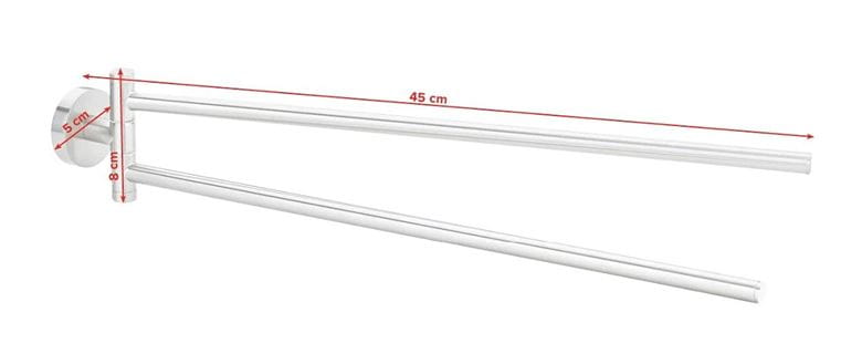 TESA MOON držiak uterákov 456 mm, dvojramenný, otočný, nerez oceľ 40303-00000-00 Technický nákres