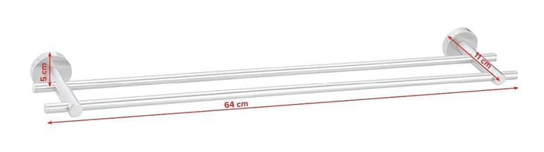 TESA MOON držiak uterákov 640 mm, dvojramenný, nerez oceľ 40307-00000-00 Technický nákres