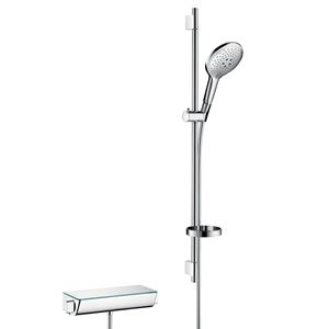 HANSGROHE RAINDANCE SELECT S 150 sprchový set s termostatickou batériou, ručná sprcha s 3 prúdmi, tyč, hadica, biela/chróm