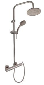 RAV SLEZÁK VERONA sprchový set s termostatickou batériou, horná sprcha, ručná sprcha s 5 prúdmi, tyč, hadica, kartáčovaný metal grey