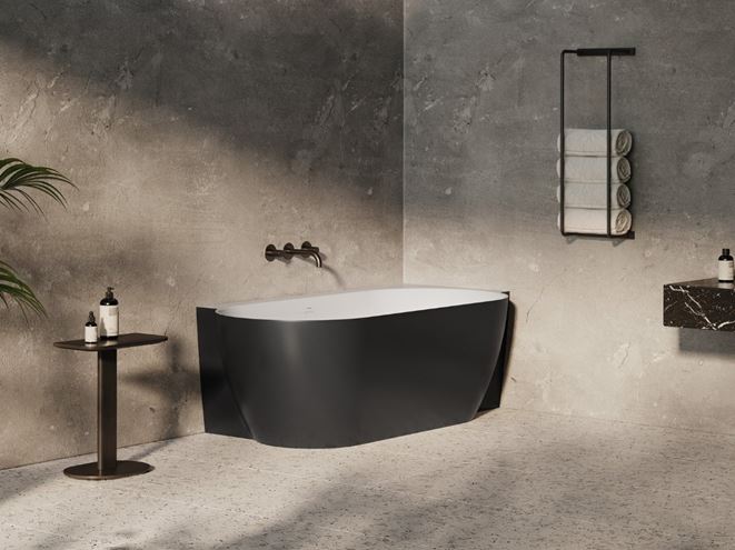CONCEPT FREE CORNER R rohová vaňa 174,5x86 cm, s nožičkami, akrylát, snowwhite/black CC81750000 Obrázek - fotka