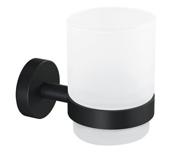 TESA MOON BLACK nástenný pohárik, sklo, čierna