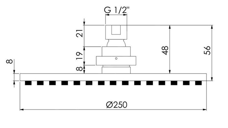 STEINBERG 100 horná sprcha pr. 250 mm, chróm 100 1686 Technický nákres