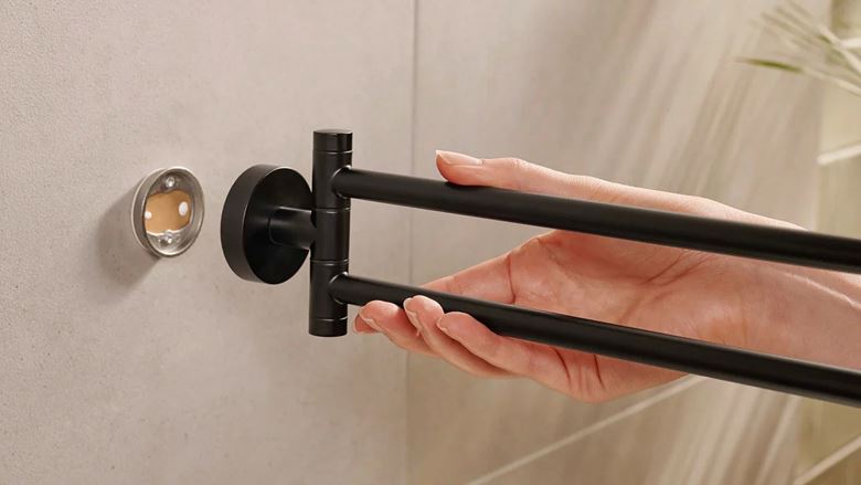 TESA MOON BLACK držiak uterákov 456 mm, dvojramenný, otočný, čierna 40562-00000-00 Obrázek - fotka