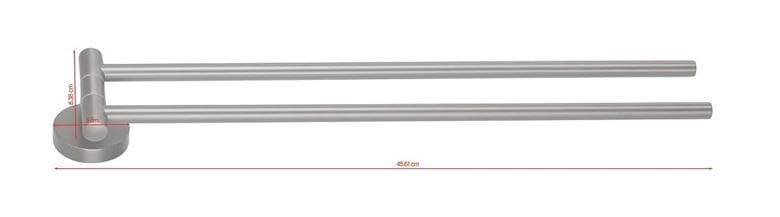 TESA MOON GRAPHITE držiak uterákov 456 mm, dvojramenný, otočný, grafit 40592-00000-00 Technický nákres