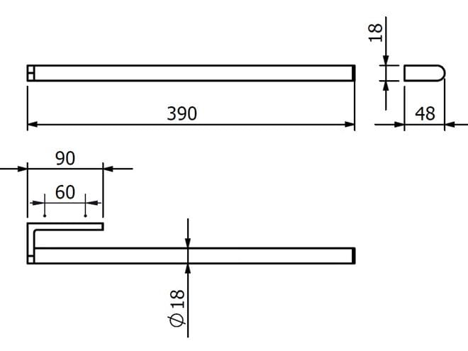 LANGBERGER LESINA držiak uteráka 390 mm, matná čierna 2271105-BP Technický nákres