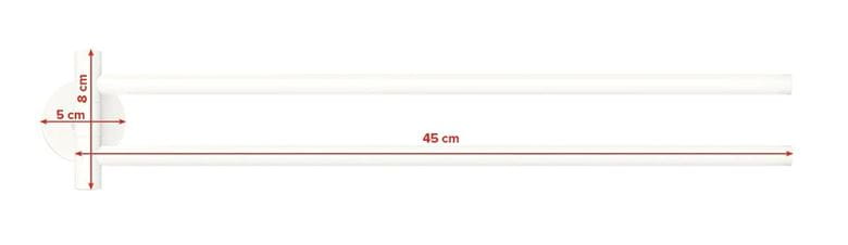 TESA MOON WHITE držiak uterákov 456 mm, dvojramenný, otočný, biela 40572-00000-00 Technický nákres