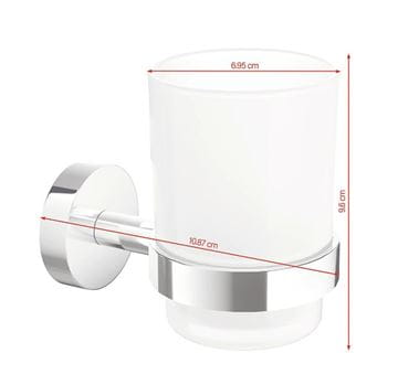 TESA SMOOZ nástenný pohárik, sklo, chróm 40631-00000-00 Technický nákres