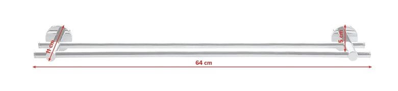 TESA SMOOZ držiak uterákov 640 mm, dvojramenný, chróm 40321-00000-00 Technický nákres