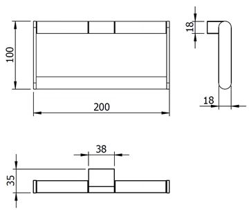 LANGBERGER LESINA držiak uteráka 200 mm, chróm 2128038B Technický nákres