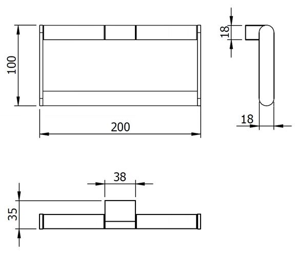 LANGBERGER LESINA držiak uteráka 200 mm, chróm 2128038B Technický nákres