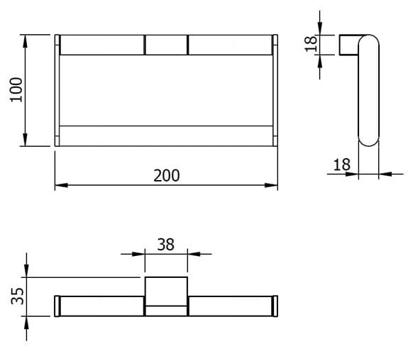 LANGBERGER LESINA držiak uteráka 200 mm, matná čierna 2128038B-BP Technický nákres