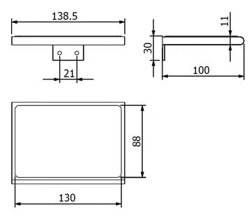 LANGBERGER LESINA polica 130 mm, nástenná, čierna/nerez oceľ 2128041S-10-00 Technický nákres