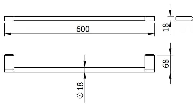 LANGBERGER LESINA držiak uteráka 600 mm, chróm 2129001A Technický nákres