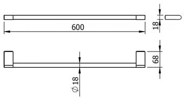 LANGBERGER LESINA držiak uteráka 600 mm, chróm 2129001A Technický nákres