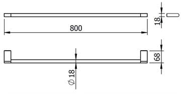 LANGBERGER LESINA držiak uteráka 800 mm, chróm 2129001B Technický nákres